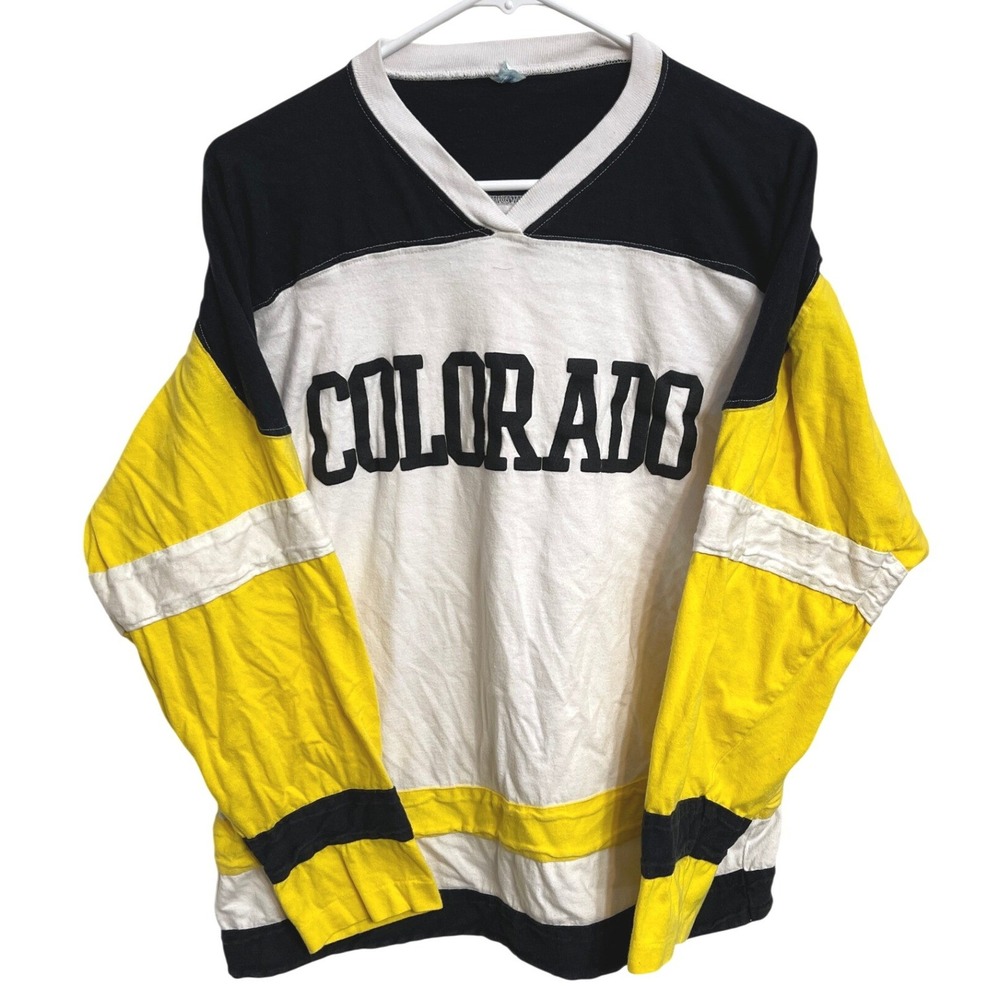 Vintage 90s Colorado Hockey Jersey Shirt USA Made Colorblock Blokecore